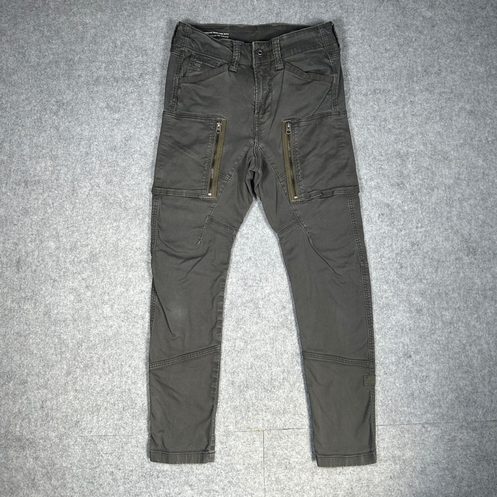 G-Star Raw Denim Cargo Pants Mens 27x32 Grey Zip Pkt 3D Skinny Cargo Tactical